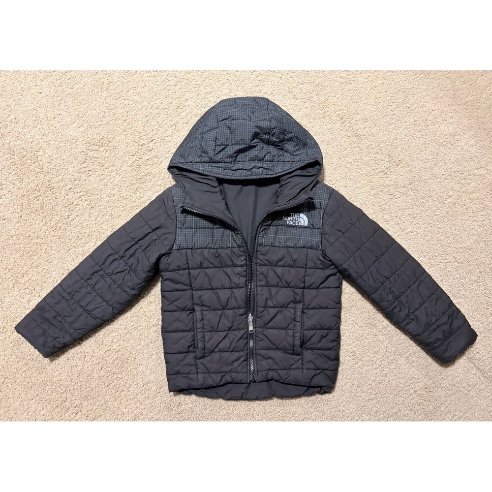 The North Face Kids' Boys Reversible Perrito Hooded Jacket, XS (6) Black/Gray - Picture 8 of 16